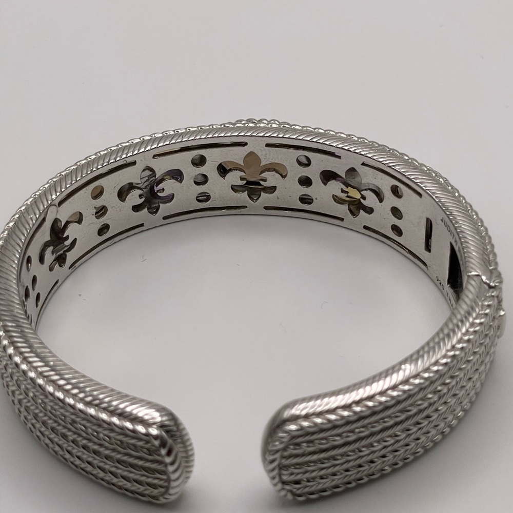 JUDITH RIPKA -SterlingSilver Cuff w/ faceted SmokyTopaz & Amethyst Stones - Picture 8 of 10